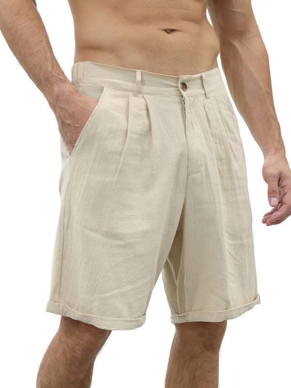 Men's casual beach shorts with buttons and elastic waist - 808Lush