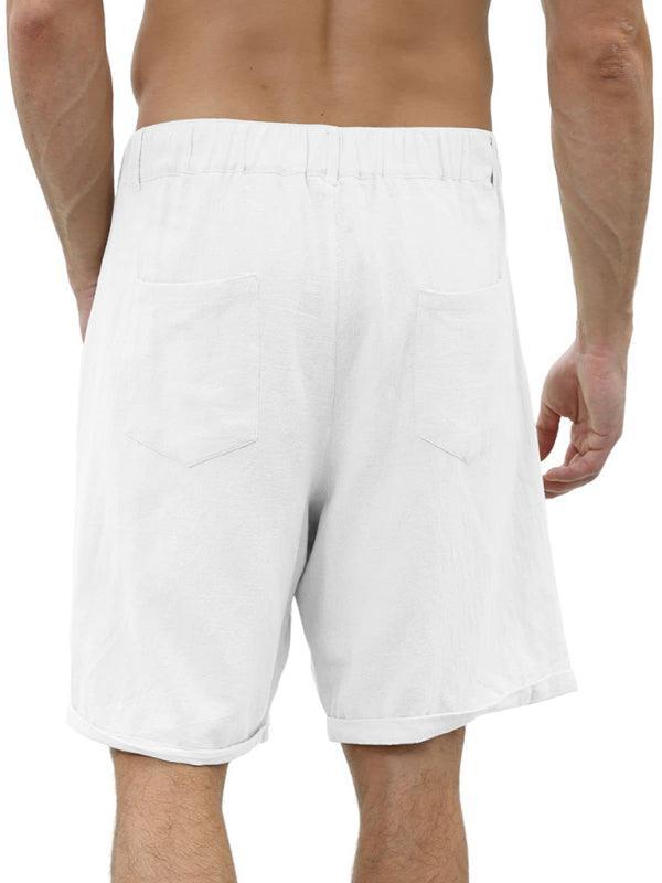 Men's casual beach shorts with buttons and elastic waist - 808Lush