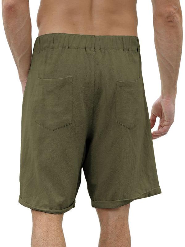 Men's casual beach shorts with buttons and elastic waist - 808Lush