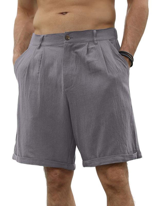 Men's casual beach shorts with buttons and elastic waist - 808Lush