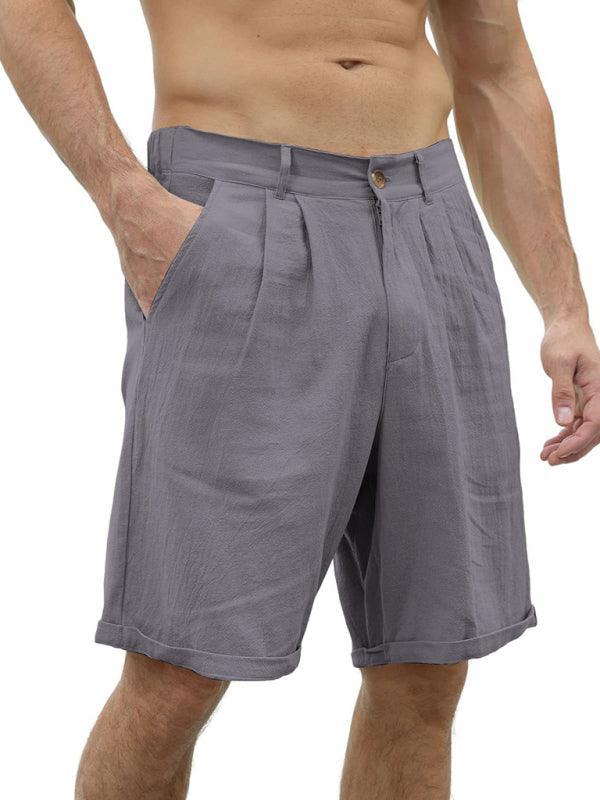 Men's casual beach shorts with buttons and elastic waist - 808Lush