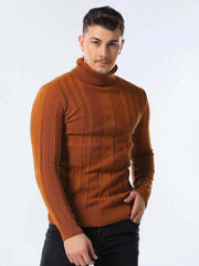 Men's casual knitted basic base pullover turtleneck sweater - 808Lush