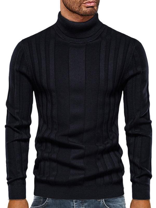 Men's casual knitted basic base pullover turtleneck sweater - 808Lush