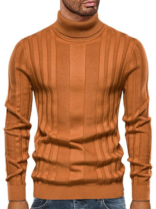 Men's casual knitted basic base pullover turtleneck sweater - 808Lush