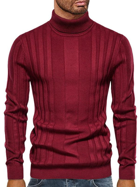 Men's casual knitted basic base pullover turtleneck sweater - 808Lush