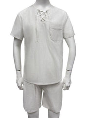 Men's casual lace-up beach cotton linen shirt - 808Lush