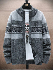 Men's fashion stand-up collar cardigan sweater zipper style sweater - 808Lush