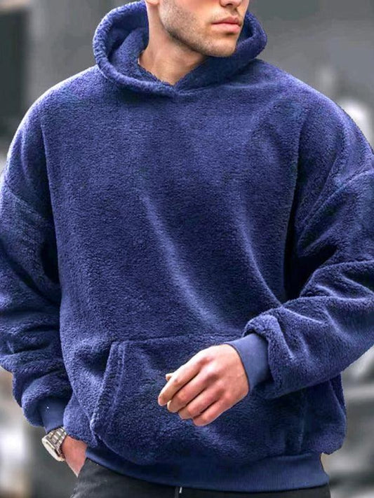 Men's fashionable casual pullover plush hooded sweatshirt - 808Lush