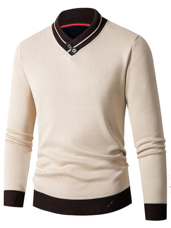 Men's half turtleneck plus velvet slim long-sleeved sweater - 808Lush