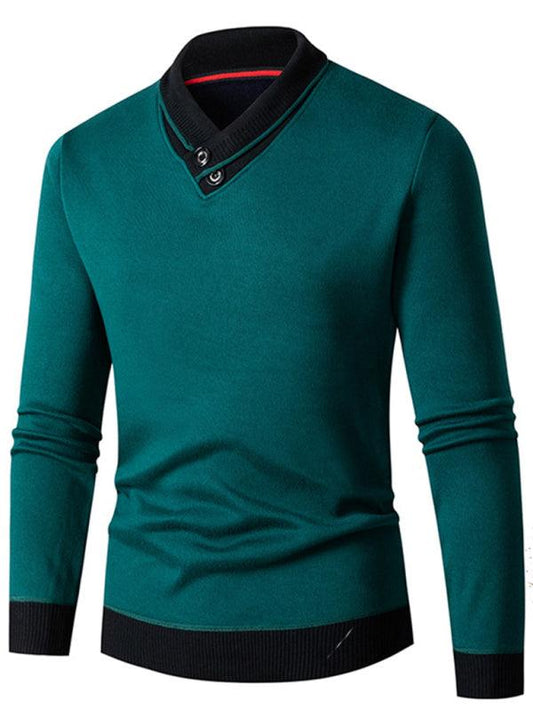 Men's half turtleneck plus velvet slim long-sleeved sweater - 808Lush