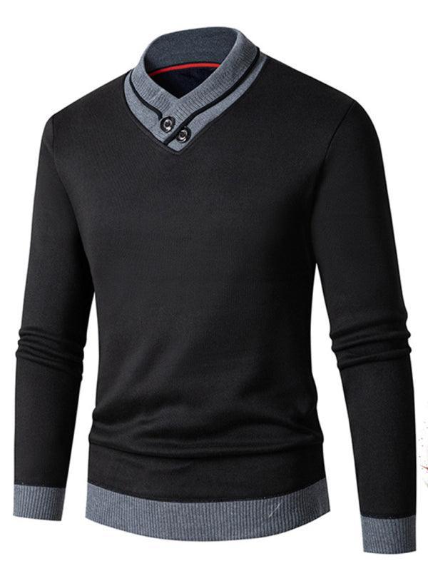 Men's half turtleneck plus velvet slim long-sleeved sweater - 808Lush