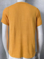 Men's knitted sweater slim fit polo collar short-sleeved top - 808Lush