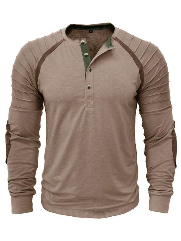 Men's long-sleeved Henry collar sports base T-shirt - 808Lush