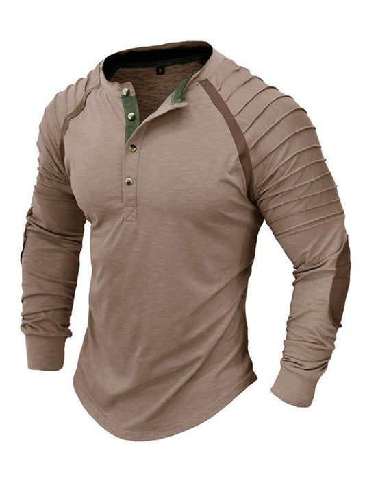 Men's long-sleeved Henry collar sports base T-shirt - 808Lush
