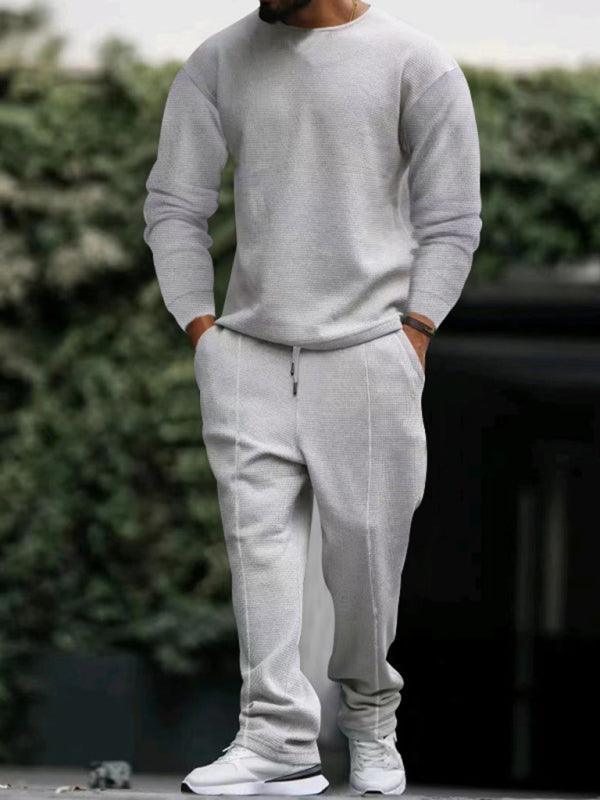 Men's long-sleeved trousers round-neck casual suit - 808Lush