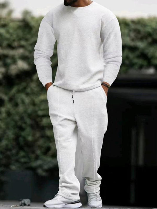 Men's long-sleeved trousers round-neck casual suit - 808Lush