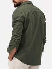 Men's multi-pocket casual long-sleeved shirt top - 808Lush