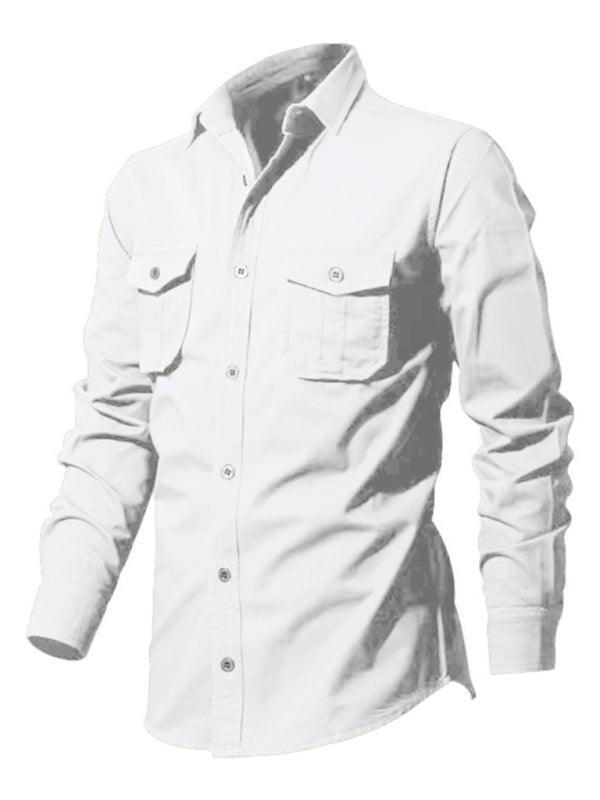 Men's multi-pocket casual long-sleeved shirt top - 808Lush