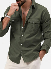 Men's multi-pocket casual long-sleeved shirt top - 808Lush