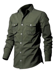 Men's multi-pocket casual long-sleeved shirt top - 808Lush