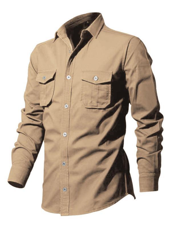 Men's multi-pocket casual long-sleeved shirt top - 808Lush