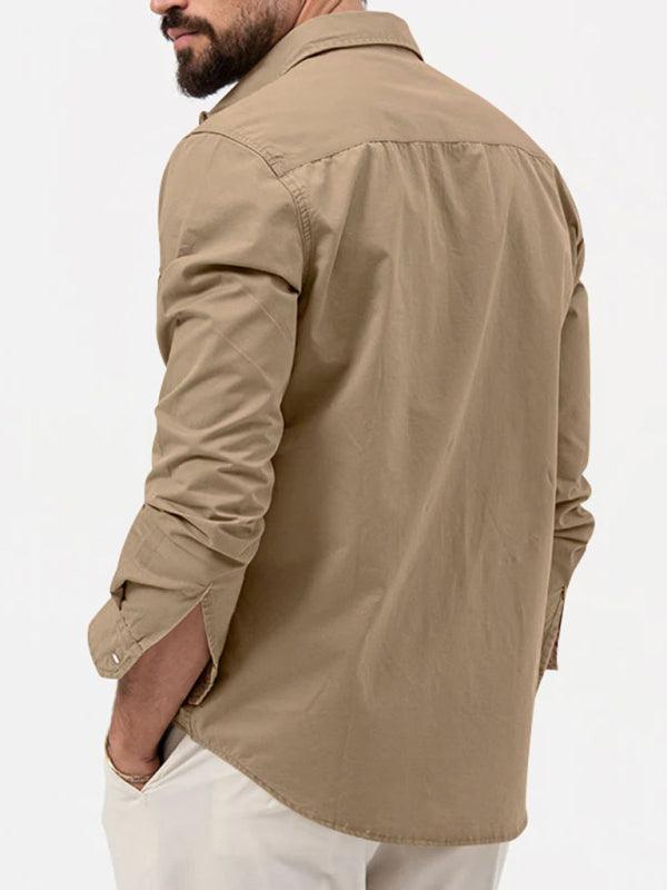 Men's multi-pocket casual long-sleeved shirt top - 808Lush