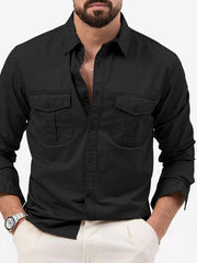 Men's multi-pocket casual long-sleeved shirt top - 808Lush