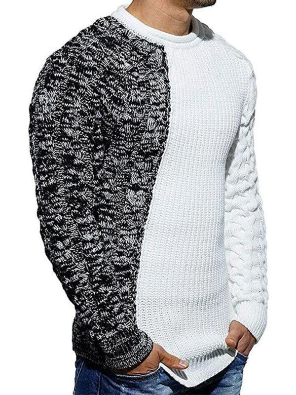 Men's round neck long sleeve knitted slim sweater - 808Lush