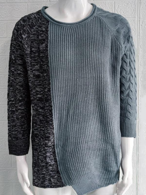 Men's round neck long sleeve knitted slim sweater - 808Lush