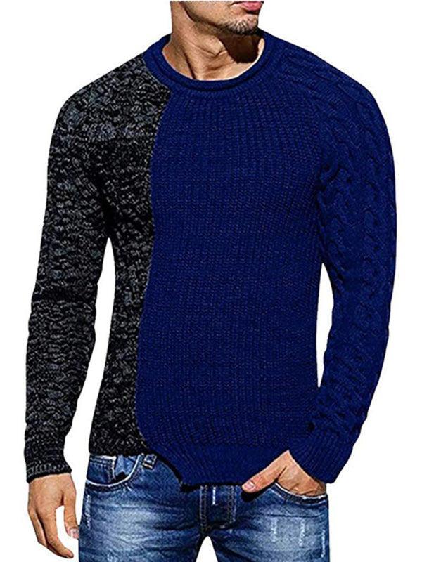 Men's round neck long sleeve knitted slim sweater - 808Lush