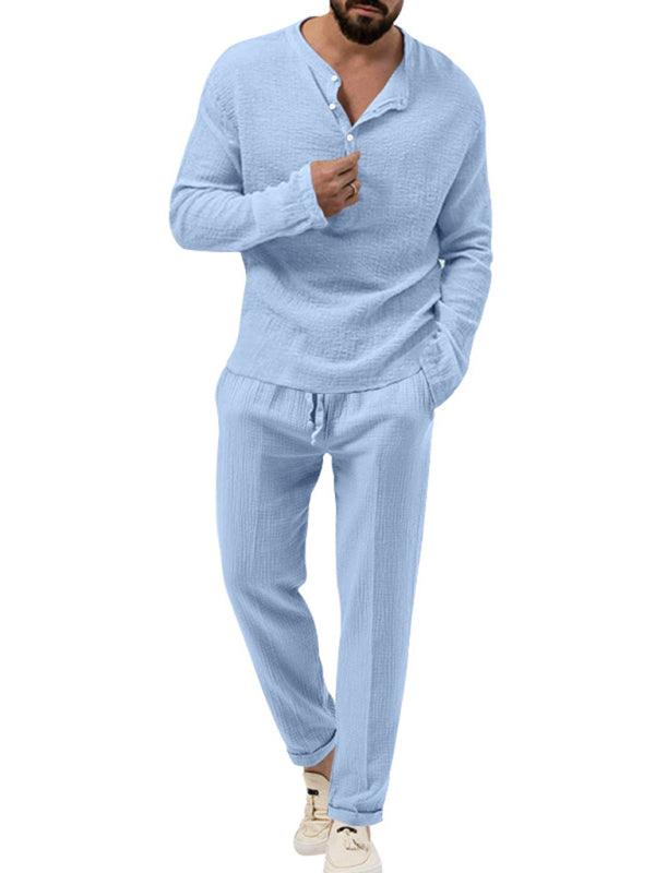 Men's casual long-sleeved shirt and trousers suit - 808Lush