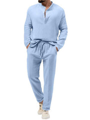 Men's casual long-sleeved shirt and trousers suit - 808Lush