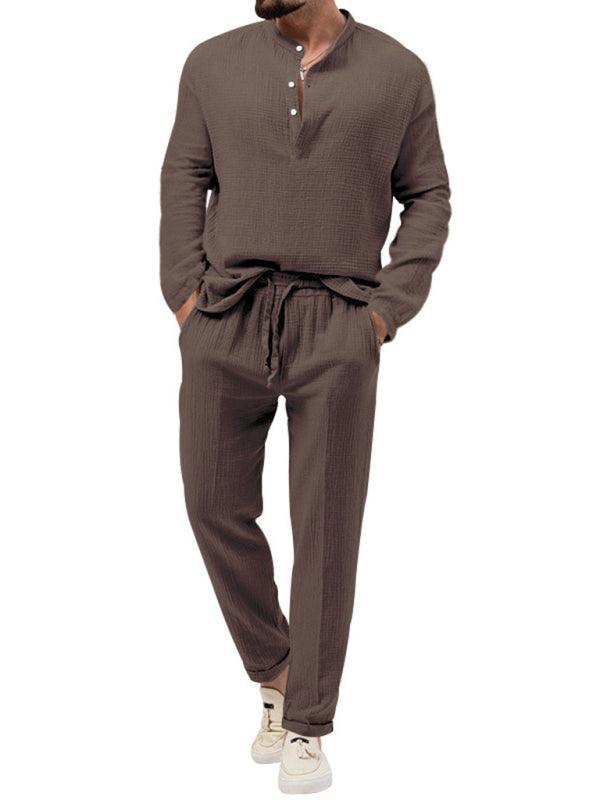 Men's casual long-sleeved shirt and trousers suit - 808Lush