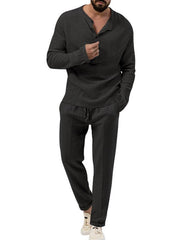 Men's casual long-sleeved shirt and trousers suit - 808Lush