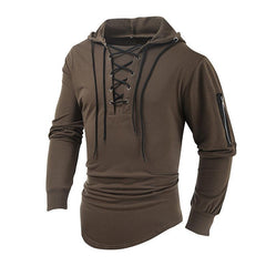 Men's lace-up sports casual pullover hooded sweatshirt - 808Lush