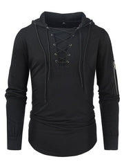 Men's lace-up sports casual pullover hooded sweatshirt - 808Lush