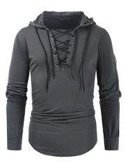 Men's lace-up sports casual pullover hooded sweatshirt - 808Lush