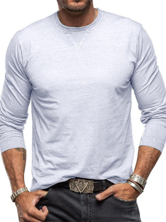 Men's round neck long sleeve cotton t-shirt - 808Lush