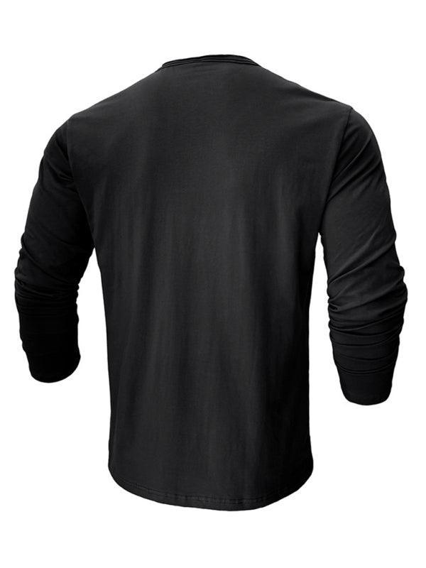 Men's round neck long sleeve cotton t-shirt - 808Lush