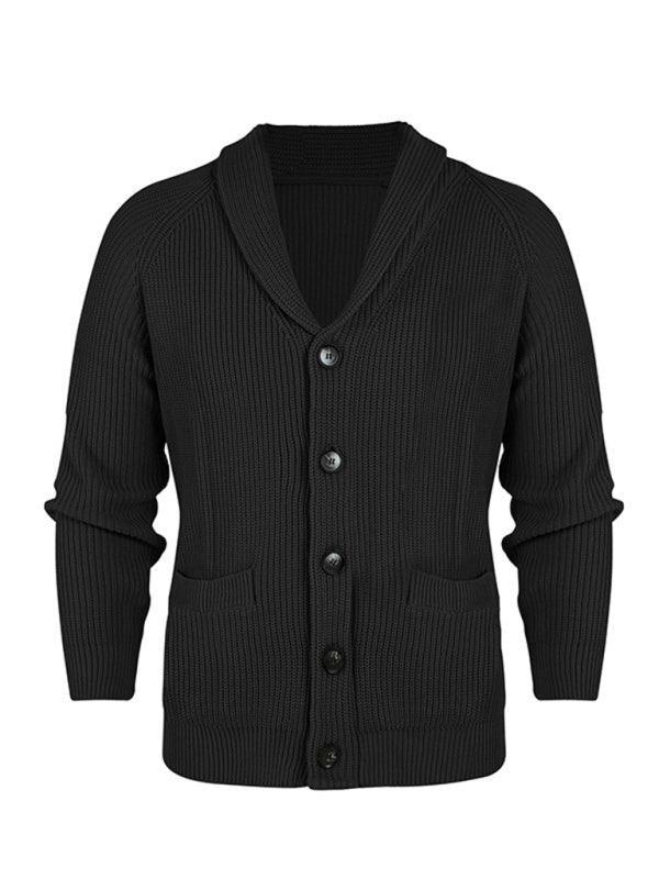 Men's style lapel long sleeve knitted jacket fashion sweater - 808Lush