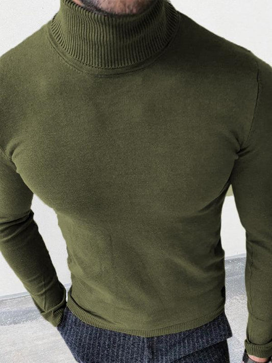 Men's turtleneck sweater slim fit pullover bottoming sweater - 808Lush