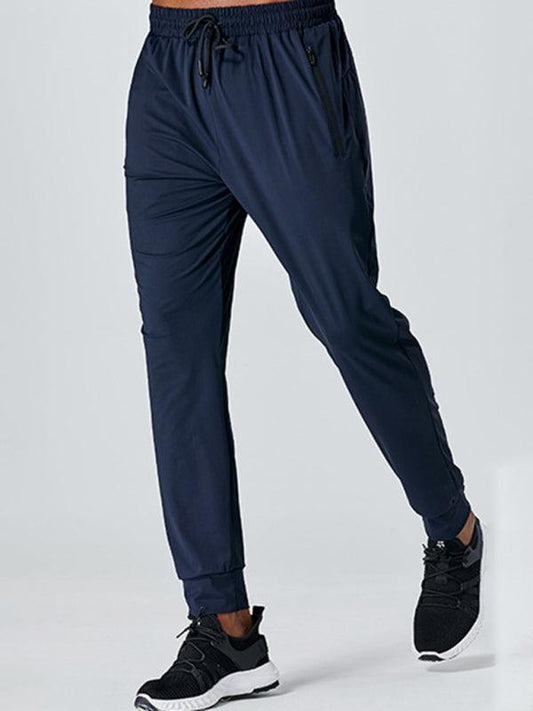 Men's quick-drying elastic casual fitness training zipper trousers - 808Lush