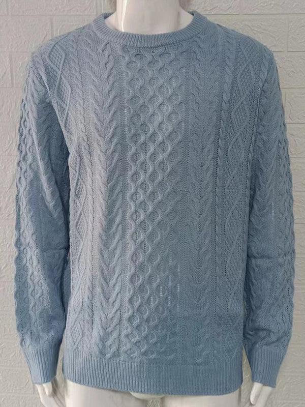 Men's round neck pullover knitted cable sweater - 808Lush