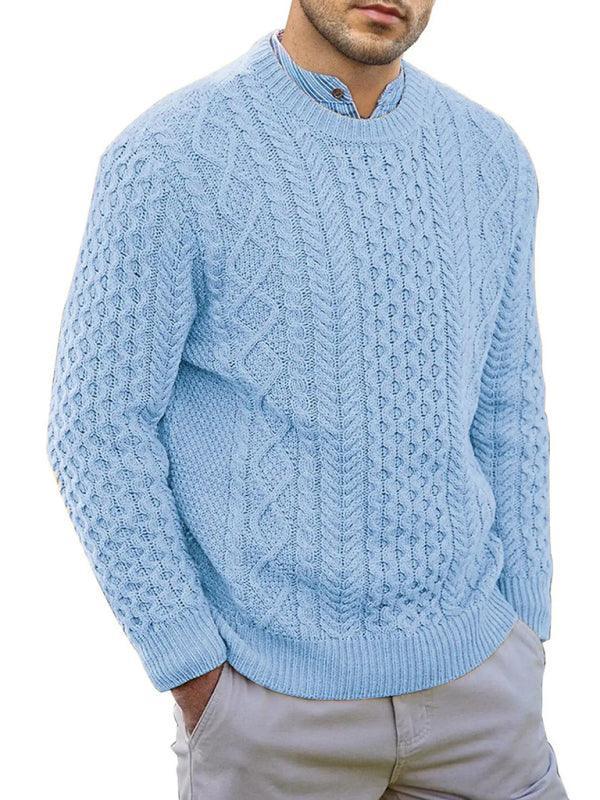 Men's round neck pullover knitted cable sweater - 808Lush