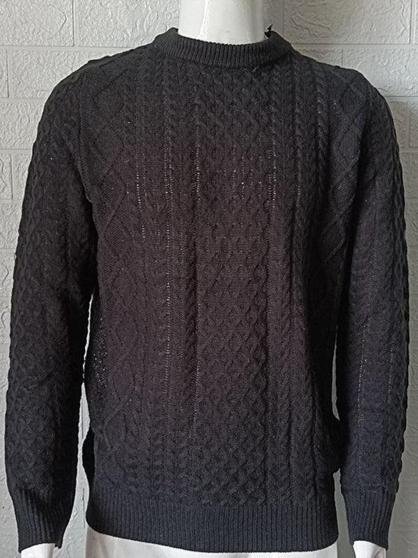 Men's round neck pullover knitted cable sweater - 808Lush