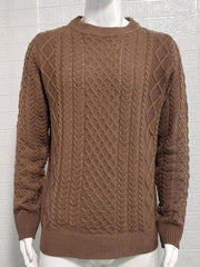 Men's round neck pullover knitted cable sweater - 808Lush