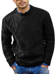 Men's round neck pullover knitted cable sweater - 808Lush