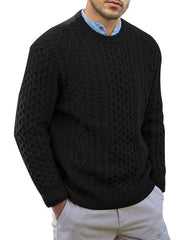 Men's round neck pullover knitted cable sweater - 808Lush