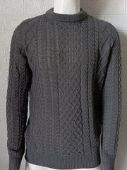 Men's round neck pullover knitted cable sweater - 808Lush