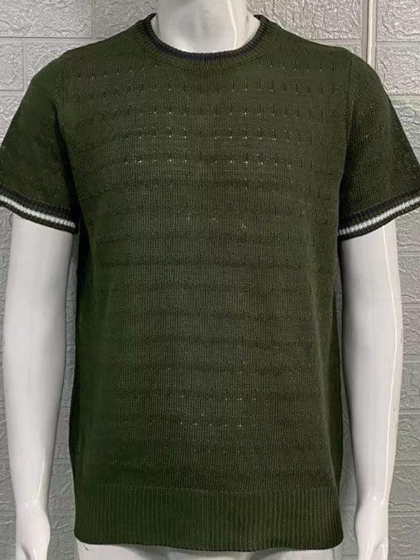 Men's round neck short sleeve slim fit knitted T-shirt - 808Lush